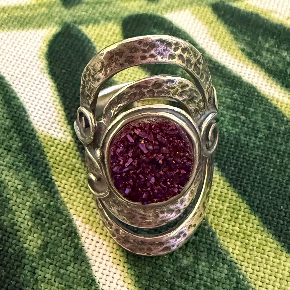 PZ Drusy Quartz & Silver Statement Ring